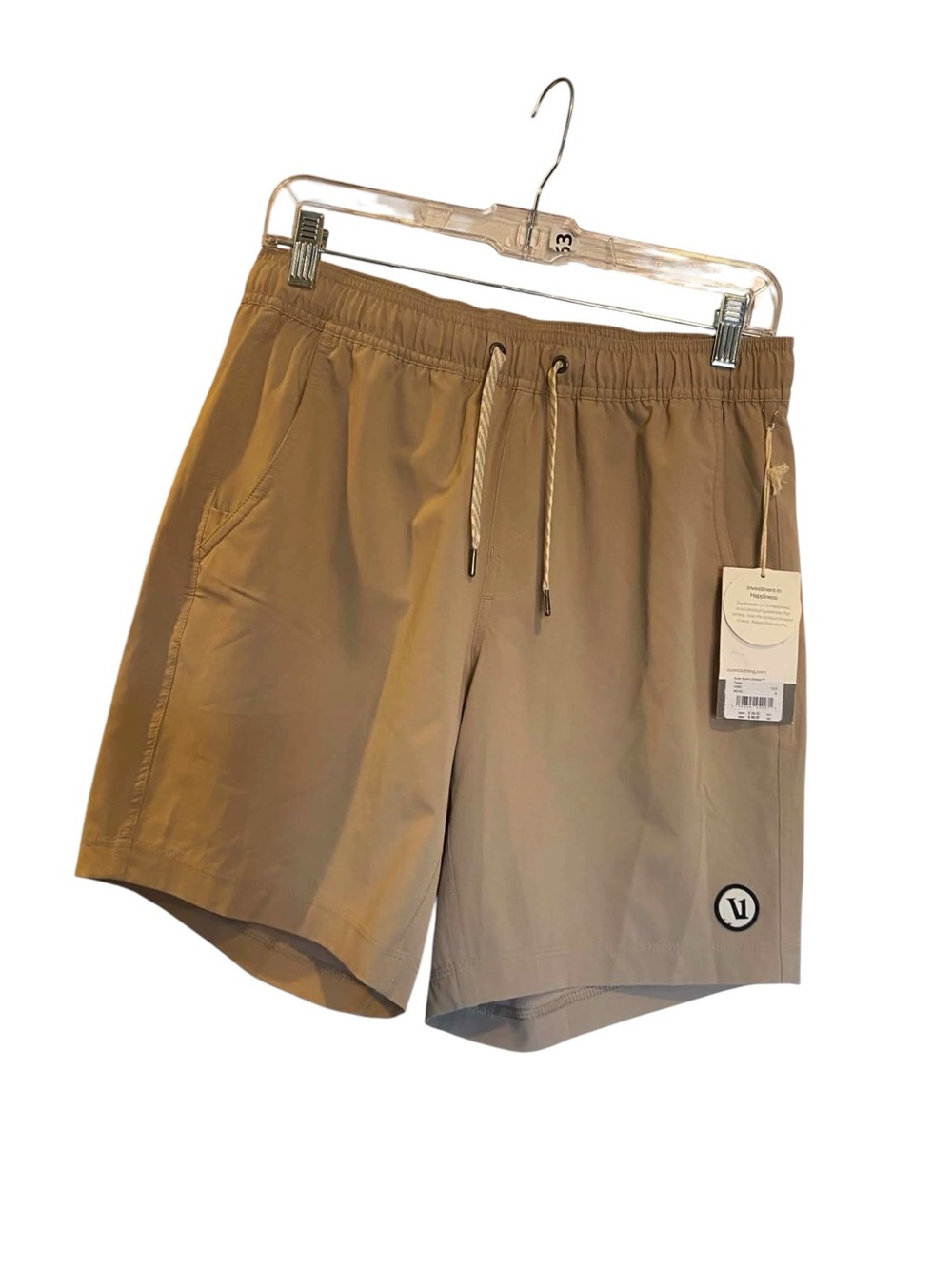 NWT Men’s Vuori Kore Short Unlined 7” TOAST Size Small